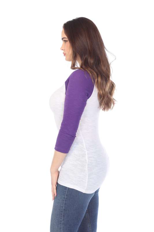 6054 Juniors Boat Neck 3/4 Sleeve Cotton Slub Raglan