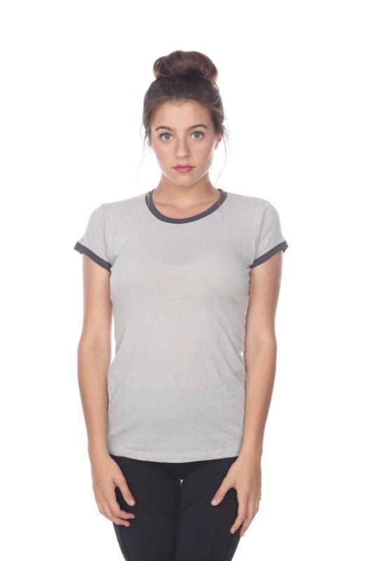 3001 Junior's Cap Sleeve CVC Blended Ringer Tee