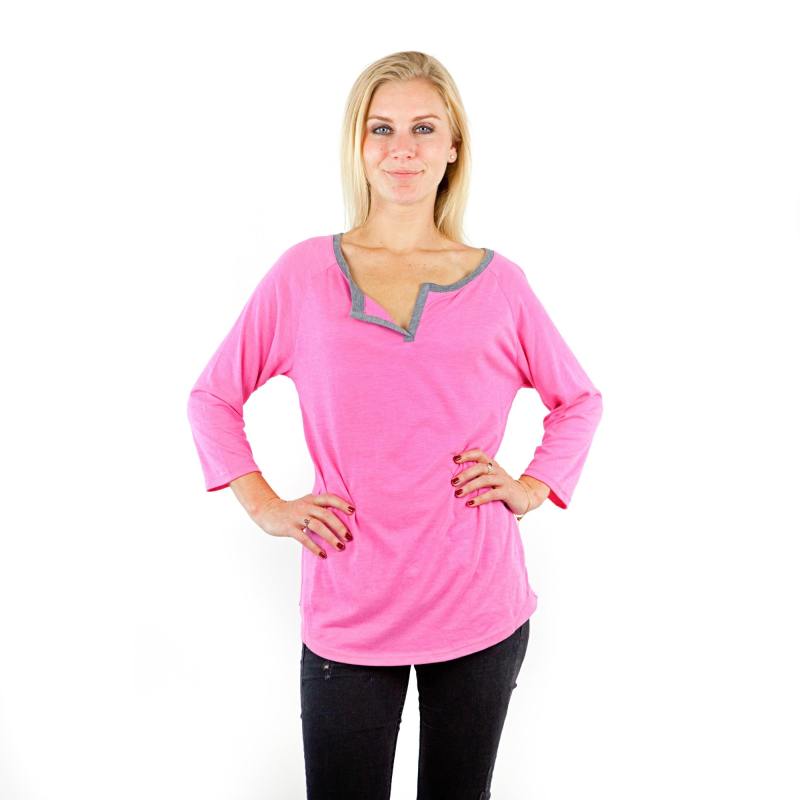 7204 Ladies Split-V Neck 3/4 Sleeve Raglan