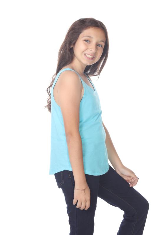 9016 Girls Curved Hem Tank Top