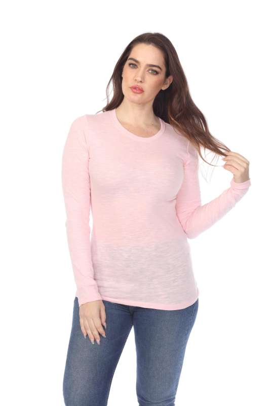 6150 Junior's Long Sleeve Cotton Slub Crewneck Tee