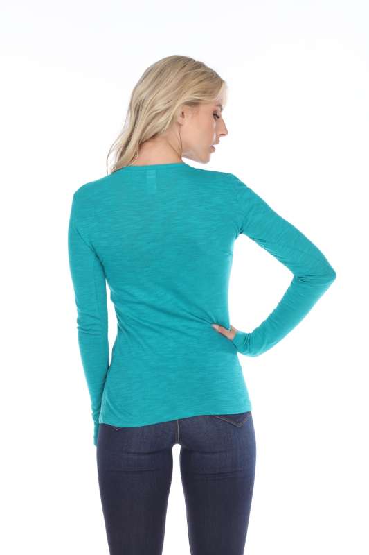 6150 Junior's Long Sleeve Cotton Slub Crewneck Tee