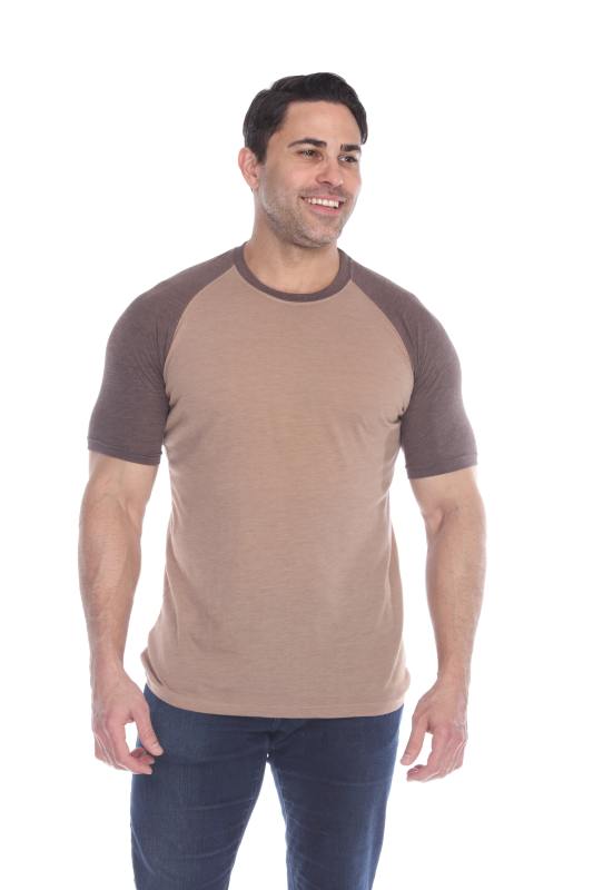 3601 Men's Short Sleeve CVC Blended Crew Neck Raglan