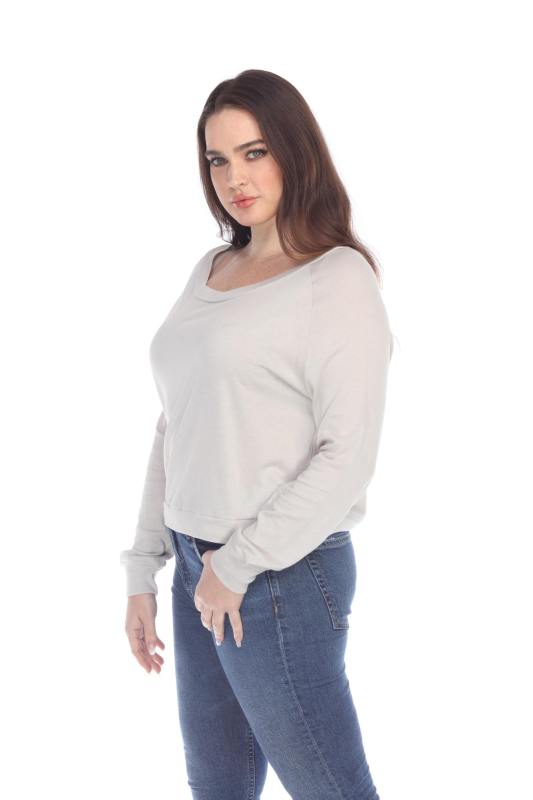 3904 Junior's Bamboo Blend Crop Long Sleeve Pullover