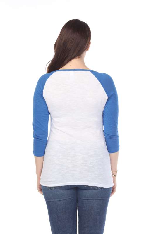 6054 Juniors Boat Neck 3/4 Sleeve Cotton Slub Raglan