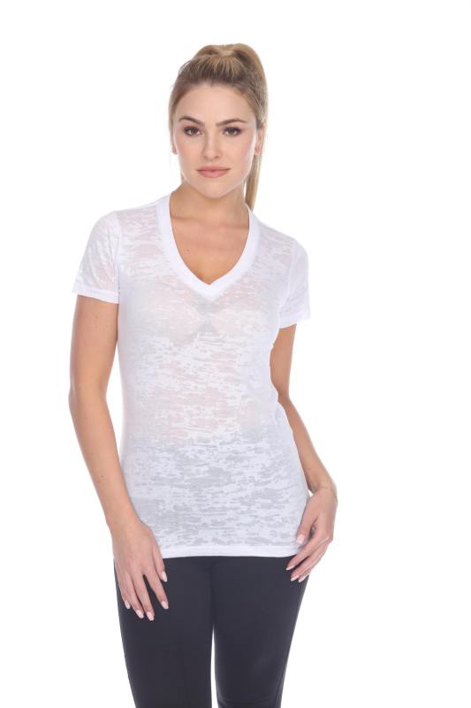 3503 Junior's Burnout V Neck Tee