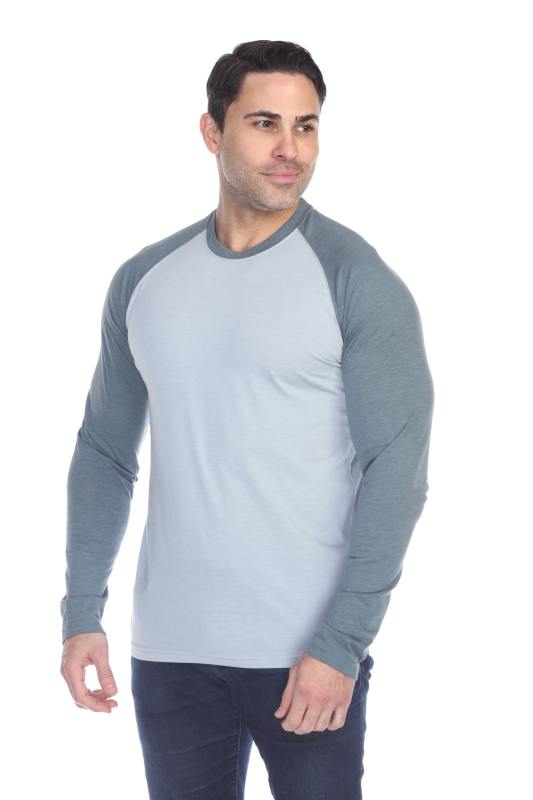 3701 Men's Long Sleeve CVC Blended Crew Neck Raglan
