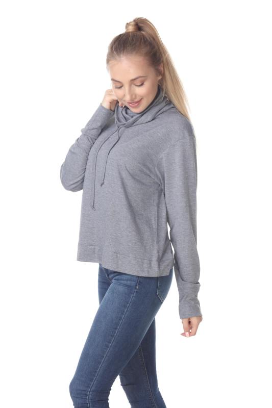 3217 Junior's Relaxed Mock Neck Long Sleeve Pullover