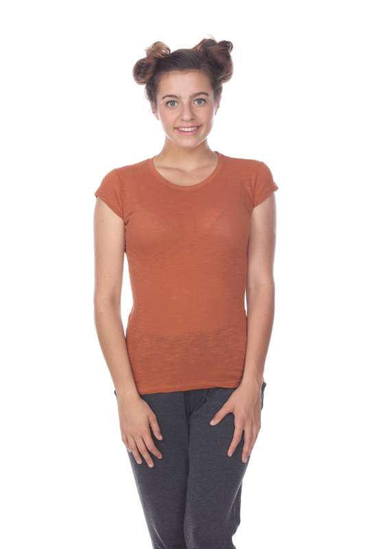 6050 Juniors Cap Sleeve Cotton Slub Tee