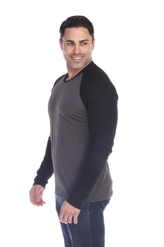 3701 Men's Long Sleeve CVC Blended Crew Neck Raglan