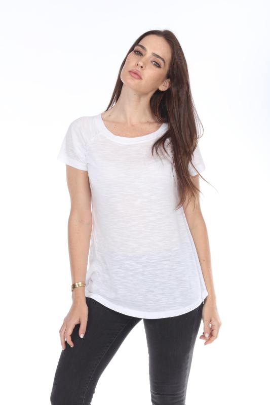 3402 Junior's Shirred Raglan Short Sleeve Tee