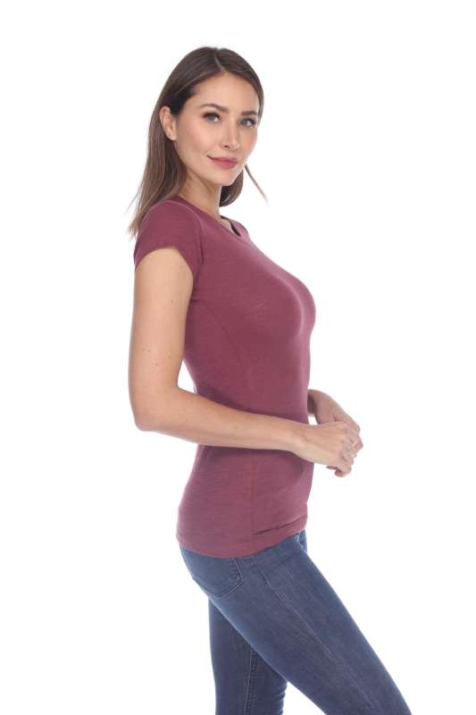 6050 Juniors Cap Sleeve Cotton Slub Tee