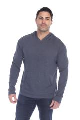 8705 Men's Long Sleeve Hooded Cotton Slub Pullover