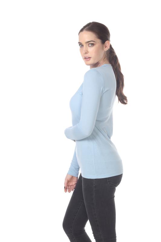 3100 Junior's Long Sleeve CVC Blended Crew Neck Tee