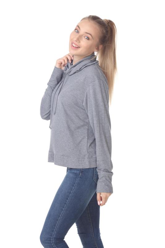 3217 Junior's Relaxed Mock Neck Long Sleeve Pullover