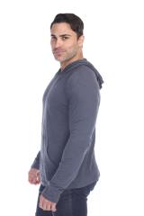 8705 Men's Long Sleeve Hooded Cotton Slub Pullover