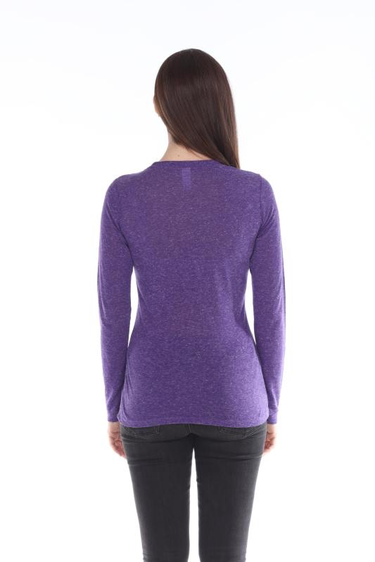 3804 Junior's Poly Linen Long Sleeve Crewneck Tee