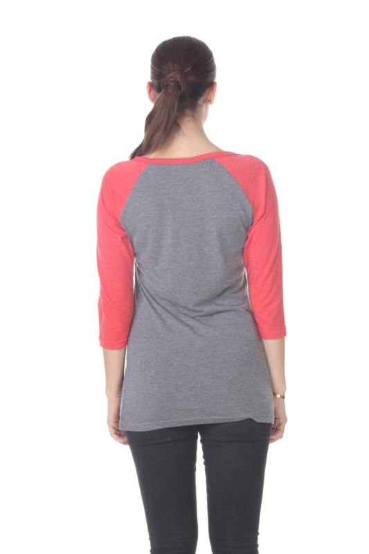 3206 Junior's Tri Blend 3/4 Contrast Sleeve Raglan