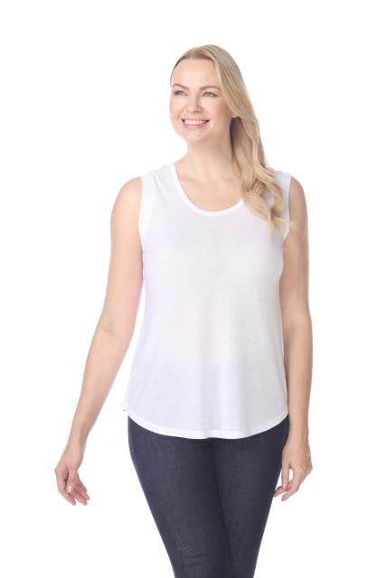 7311 Ladies Poly Viscose Pleated Back Tank Top