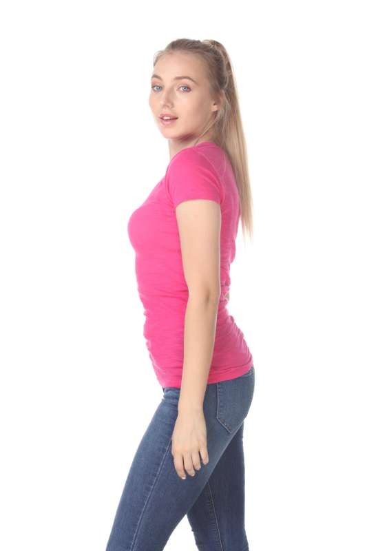 6053 Juniors Cap Sleeve Cotton Slub Tee