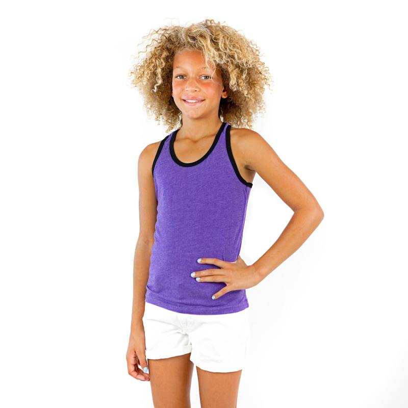 9207 Girls Tri Blend Contrast Racerback Tank