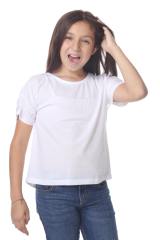9018 Girls Elastic Shirred Sleeve Round Neck Tee