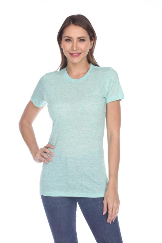3800 Junior's Short Sleeve Poly Linen Crew Neck Tee