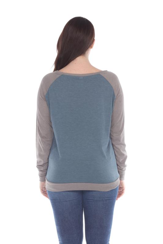 3102 Junior's Cotton Poly Contrast Raglan Long Sleeve Pullover