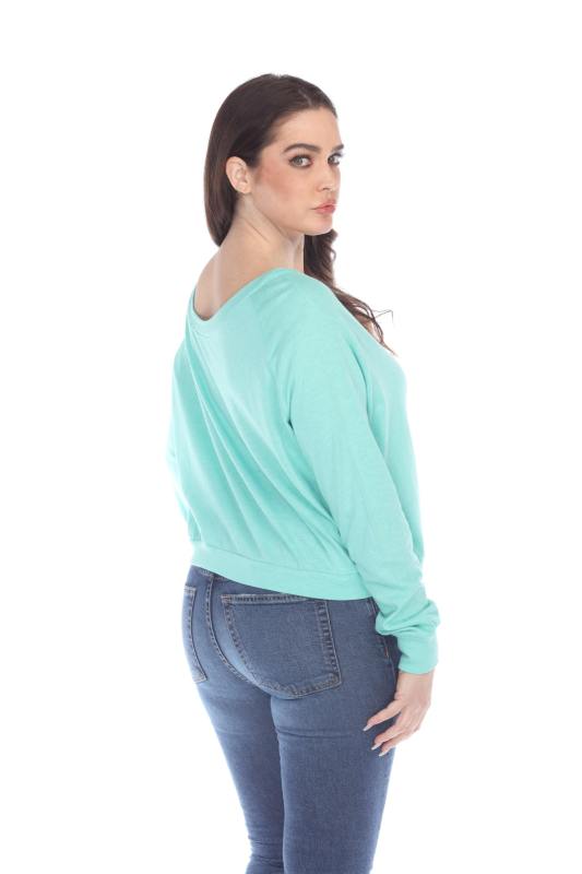 3904 Junior's Bamboo Blend Crop Long Sleeve Pullover
