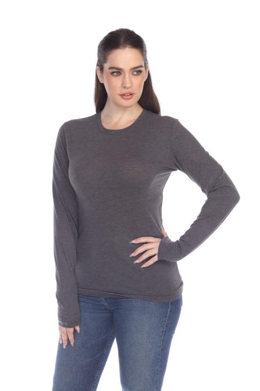 3100 Junior's Long Sleeve CVC Blended Crew Neck Tee
