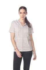8901 Junior's French Terry Short Sleeve Zip Hoodie