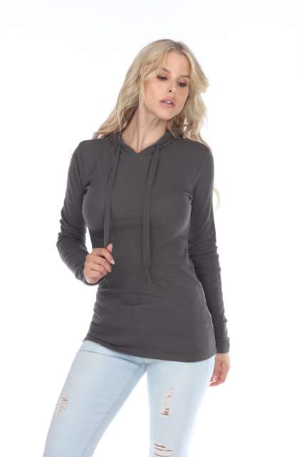 6101 Junior's Long Sleeve Waffle Thermal Hoodie