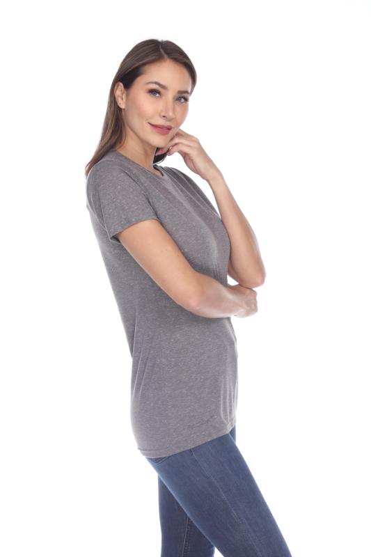 3800 Junior's Short Sleeve Poly Linen Crew Neck Tee