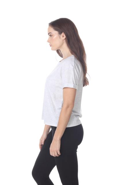 3216 Junior's Rolled Cuff Short Sleeve Boxy Tee