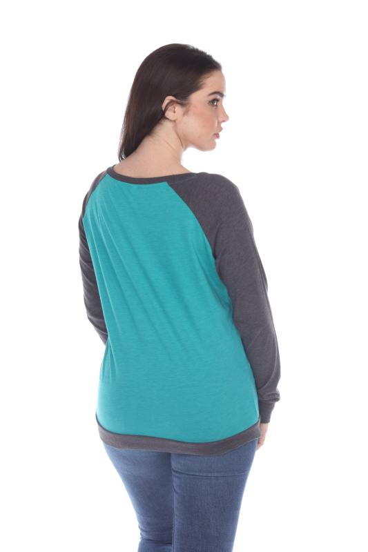 3102 Junior's Cotton Poly Contrast Raglan Long Sleeve Pullover
