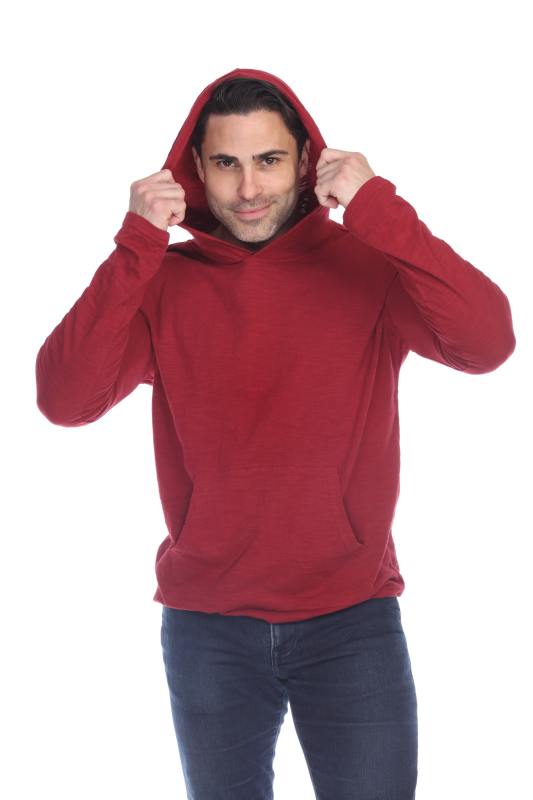 8705 Men's Long Sleeve Hooded Cotton Slub Pullover