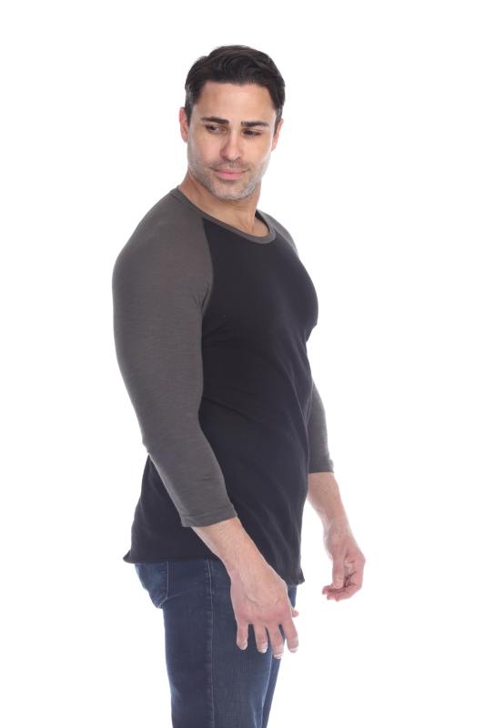 6570 Men's 3/4 Sleeve Cotton Slub Crewneck Raglan