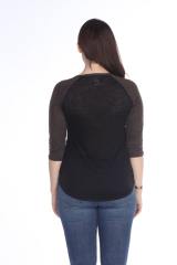 3454 Junior's Poly Rayon Slub Scoop Neck 3/4 Sleeve Raglan