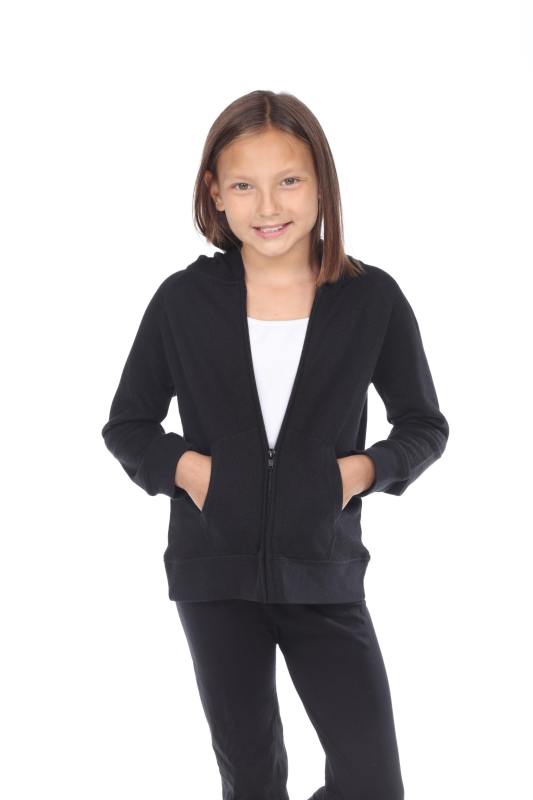 8902G Girls French Terry Llong Sleeve Zip Hoodie