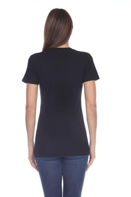 1003 Junior's Cap Sleeve Deep V Neck Tee