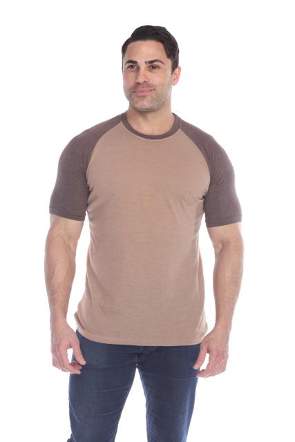3601 Men's Short Sleeve CVC Blended Crew Neck Raglan