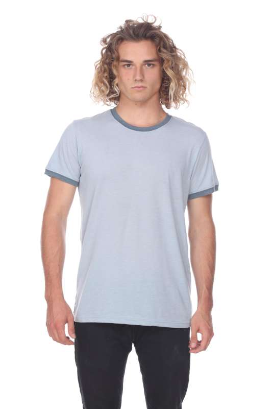 3602 Men's Short Sleeve CVC Blended Crew Neck Ringer Tee