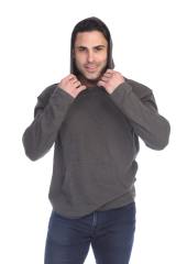 8705 Men's Long Sleeve Hooded Cotton Slub Pullover