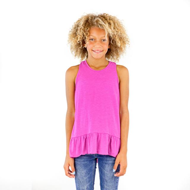 9013 Girl's Tied Racerback Ruffle Tank