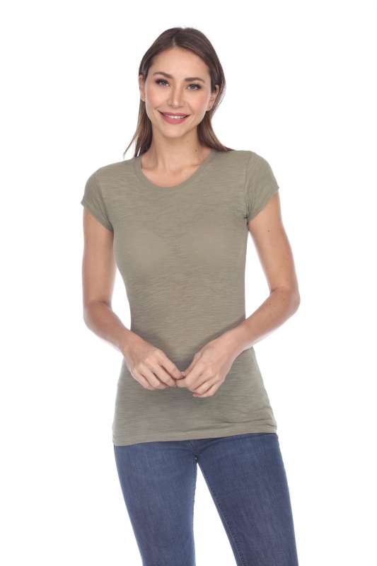 6050 Juniors Cap Sleeve Cotton Slub Tee