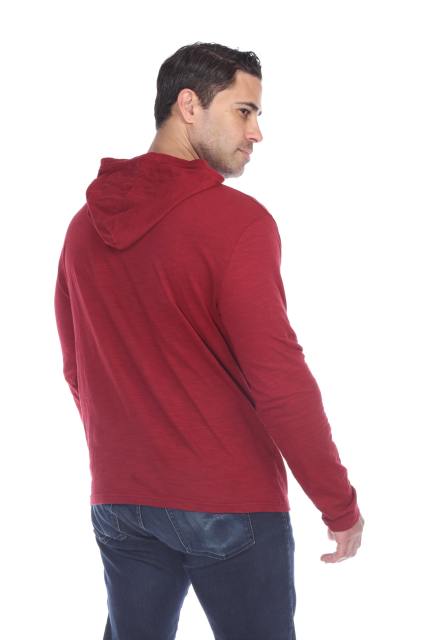 8705 Men's Long Sleeve Hooded Cotton Slub Pullover
