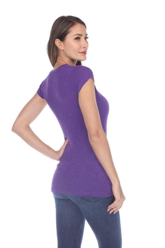 6050 Juniors Cap Sleeve Cotton Slub Tee