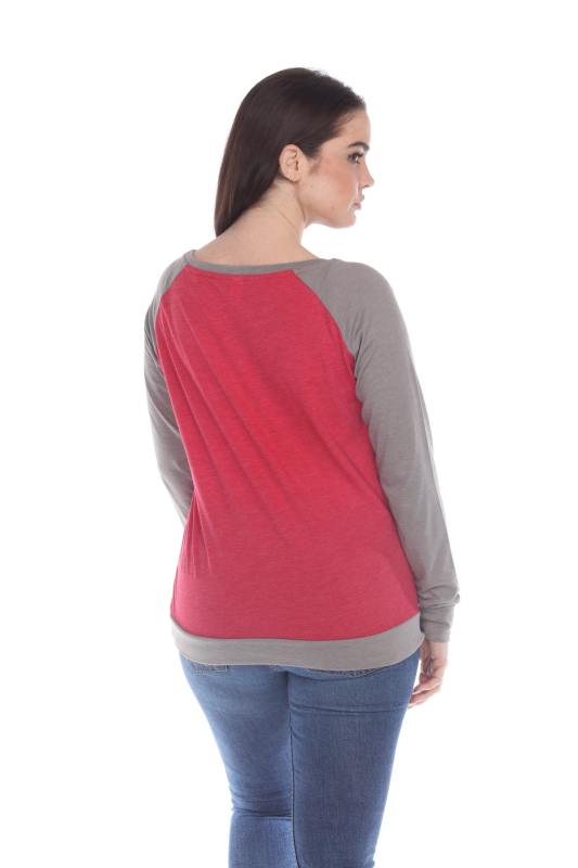 3102 Junior's Cotton Poly Contrast Raglan Long Sleeve Pullover