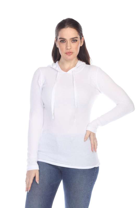 6101 Junior's Long Sleeve Waffle Thermal Hoodie