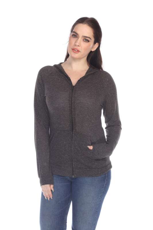 6153 Juniors Poly Linen Zip Hoodie